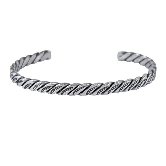 Southwest Hand Tooled Cuff Bracelet | Vintage Sterling Silver 925 | 6.5" - Picture 3 of 10